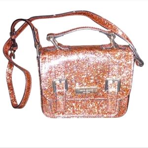 Kate Spade Glitter Girl Scout Sparkling Crossbody Bag - Orange Glitter With Pink